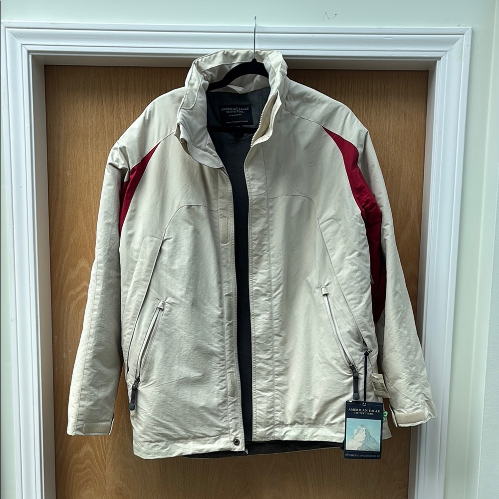 American Eagle Outfitters Beige and Red Performance Jacket
